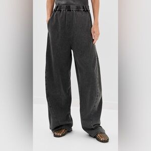 Tibi Stretch Denim Knit Winslow Pants Black Wide-Leg Pants